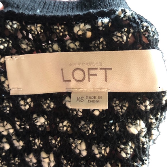 Ann Taylor Loft Open Weave Black White Sweater size XS - Picture 2 of 6